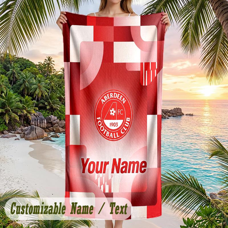 Beach Towel Aberdeen FC Print Custom Name Text Soft Towel for Swimming Pool