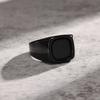 Black Retro Black Rings Jewelry Glass Stone Rings High-end Black Stone Square Ring  Men