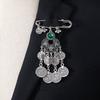 Bohemian Rhinestone Flower Tassel Brooch for Women - Exotic Style Suit Coat Pin