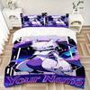 Neon Mewtwo Print Bedding Set Personalized Washable Custom 3Pcs Duvet Cover Pillowcases Soft Microfiber Home Bedroom Gift