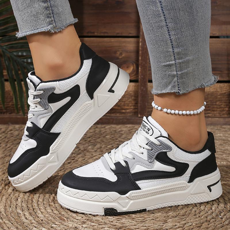 Fashion Mix Color Platform Sneakers Women 2025 Autumn Lace Up Thick Bottom Vulcanized Shoes Woman Mesh Breathable Running Walking Shoes