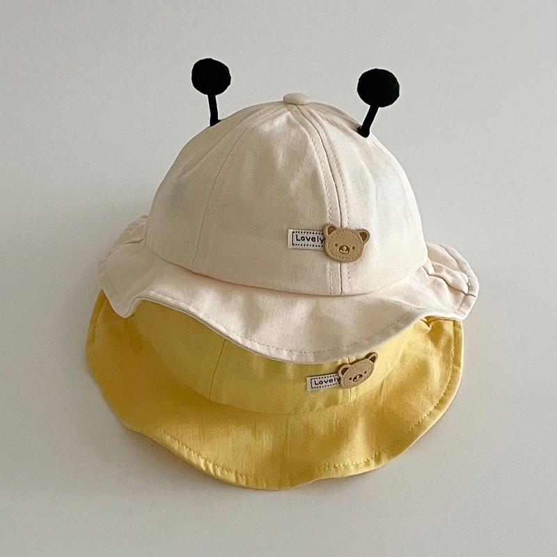 Cute Cartoon Baby Bucket Hat Summer Wide-brim Fisherman Cap for Toddler Boy Girl Solid Color Kawaii Kids Panama Sun Hats