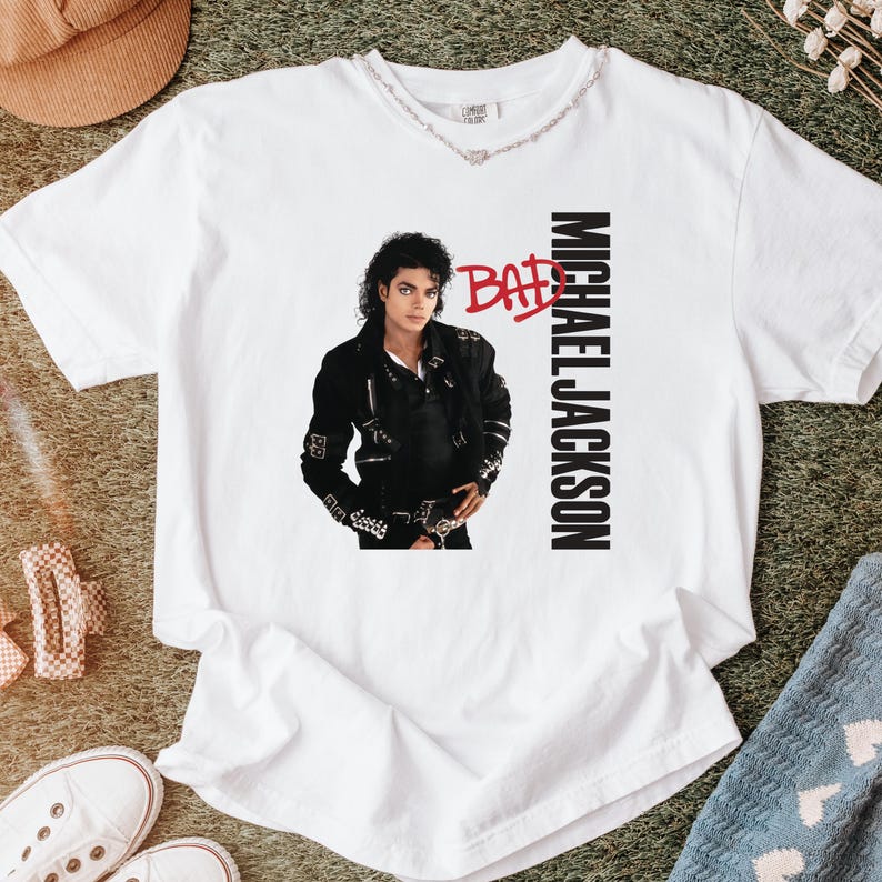 Унисекс футболка Michael Jackson Bad Comfort Colors, Винтажная футболка с графикой MJ, Унисекс футболка Музыкальный король поп-музыки 80-х XL