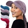 Women Ethnic Style Classic Solid Color Turban Hat Curved Brim Adjustable Baseball Cap Breathable Sunscreen Headscarf Hat