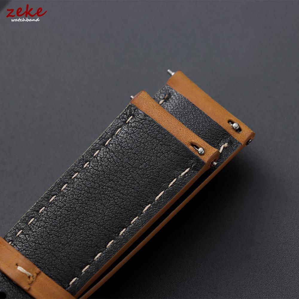 Genuine Calfskin Leather Watchband 14/16/18/20/22/24mm Butterfly Clasp Stitching Straps for Omega Business Watch Band for Seiko