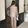 2025 Women's Light Luxury Leopard Print Ice Silk Pajamas Set - Lapel, Long Sleeve, Long Pants, Wear Indoors or Outdoors.