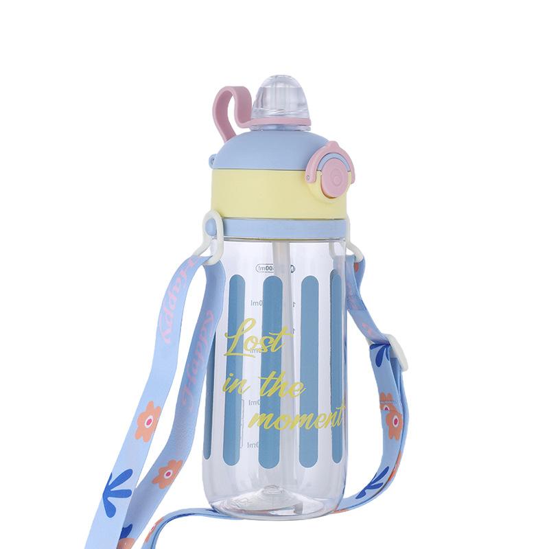Water bottle summer water cup 1011 new plastic cup high value student cute double drink high temperature resistant portable straw cup