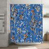 Vibrant Blue Floral Shower Curtain for Bathroom Decor Waterproof Fabric Printed Hanging Accessories with Hook Rings