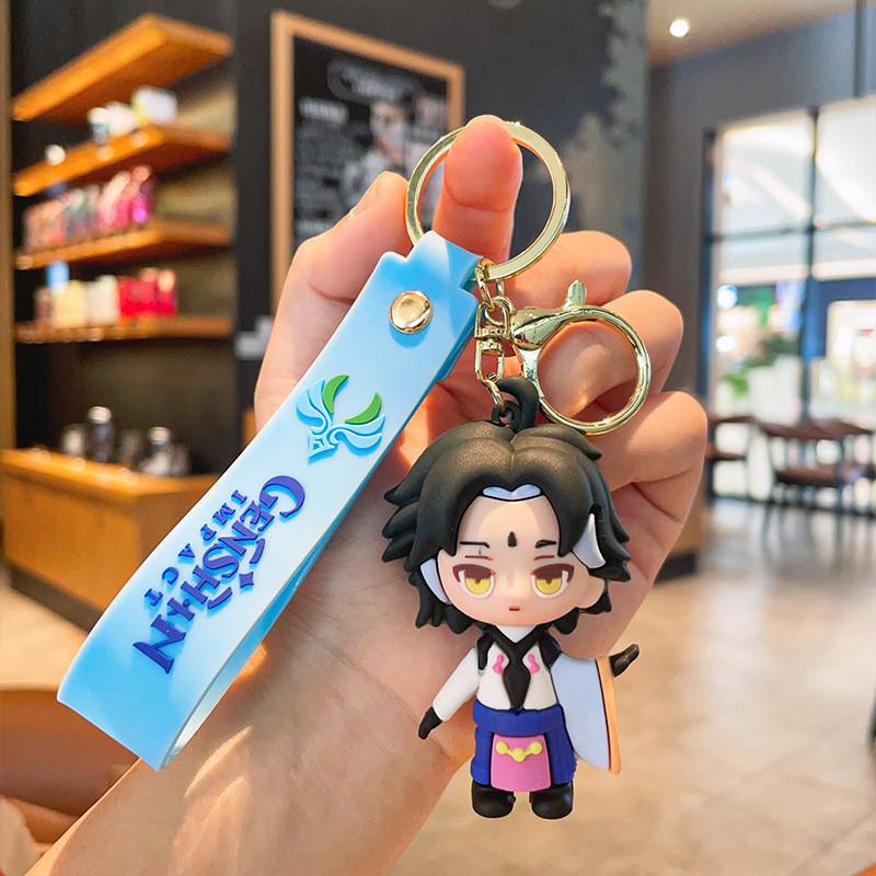 Portachiavi in ​​silicone con simpatico personaggio di Genshin Impact, adorabile statuetta in PVC per borse e telefoni.