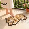 Tile And Wood Floor Mat Cute Cat Bathroom Rug, Anti-Slip Absorbent Bath Washable Plush Easy Care Kitty Door for Entrance Kitchen Home Decor Safety Rug