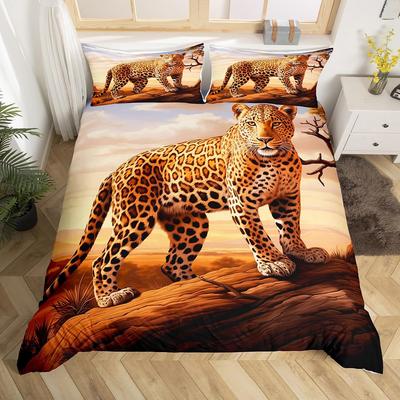 Cheetah Duvet Cover Animal Theme Bedding Set Bedding Set for Girls Boys Comforter Cover Queen King Size Single Twin No Comforter