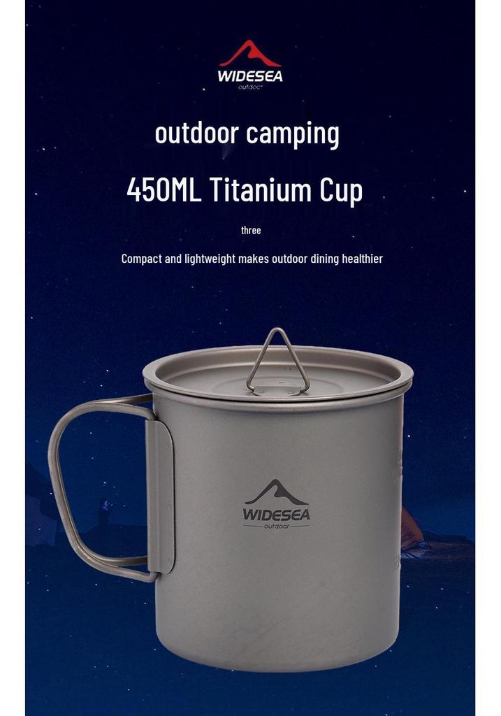 Widesea Titanium Camping Cup 450ML – Lightweight Outdoor Coffee Cup/Tableware
