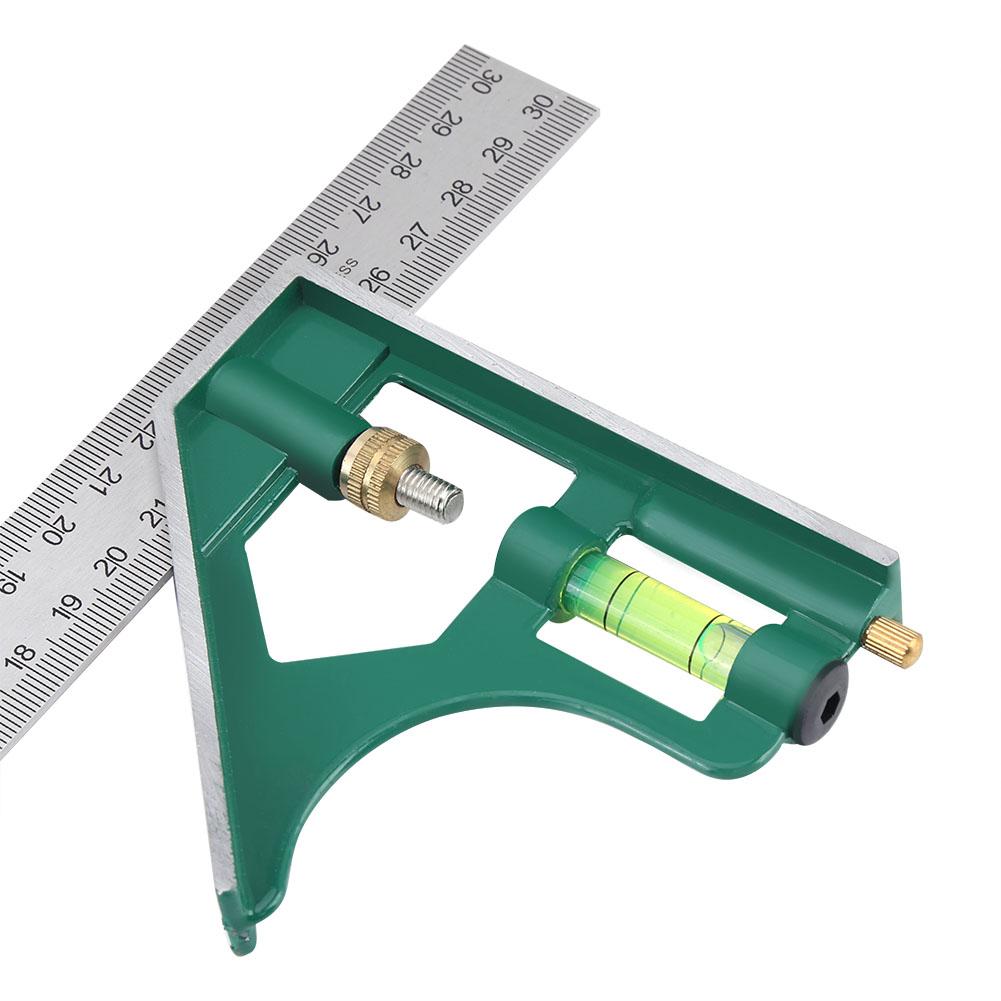 Multi Functional 300mm Combination Square Angle Ruler 45 90 Degree With Bubble Level