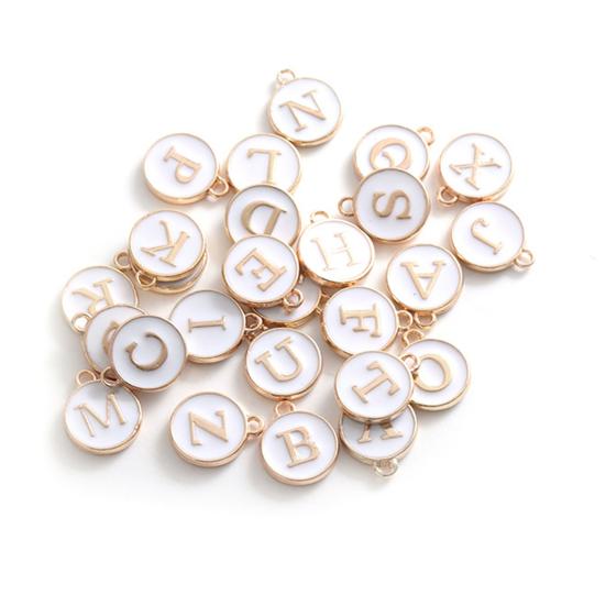 26Pcs Letter Charms DIY Lightweight Round Fashionable 26 Letters Charms Pendant for Bag Decoration