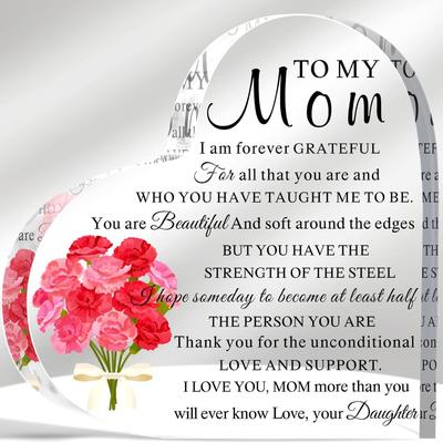 Stylish Mom Gift, Birthday Gifts for Mom from Daughters, Meaningful Gifts for Mother Acrylic Heart Sign for Mom Mother's Day Gift