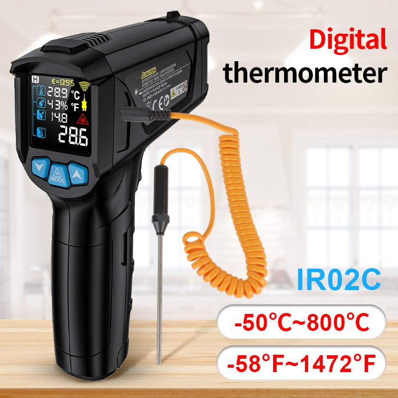 Infrared Thermometer 400/800°C Indoor Kitchen Digital Heat Meter Precision Food Laser Temperature Meter Non-contact Pyrometer