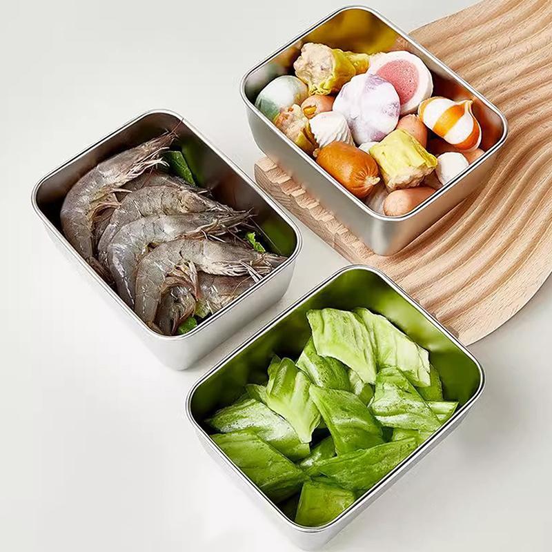 Stainless Steel Refrigerator Food Preservation Box Fruit Bento Meat Airtight Storage Box Kitchen Storage Container Food Storage