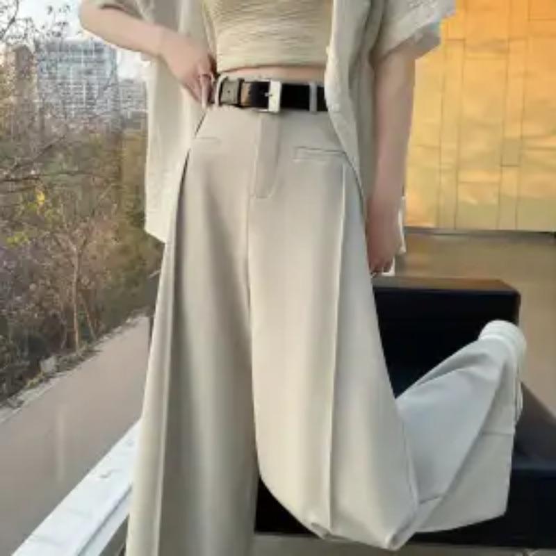 Suit Pants for Women with High-end Draping Feeling Spring New Style Pants High Waist Wide-leg Pants Casual Straight Pants