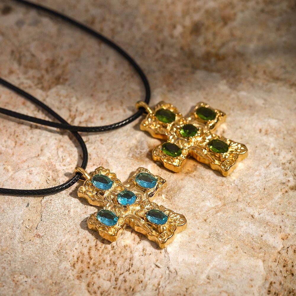Metal Cross Pendant Necklace Irregular Exaggerated Necklace Jewelry INS Vintage Necklace  Gift