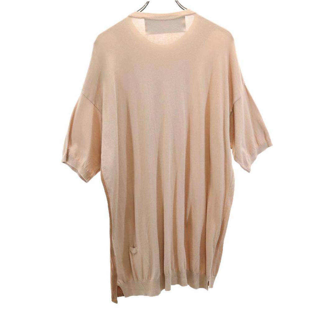 Dulcamara Made In Japan Short Sleeve Cotton Knit One Piece Beige X Brown Women Used