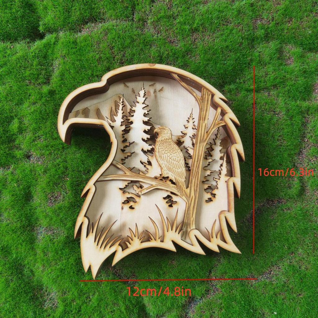 Wooden Animal Head Silhouette Wall Decor - Forest-Themed Home Ornament