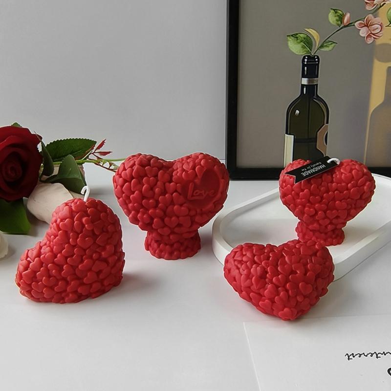 Heart Shape Candle Mold Silicone Mould for Candle Making DIY Fondant Aromatherapy Scented 3D Moulds Valentines Day Gifts