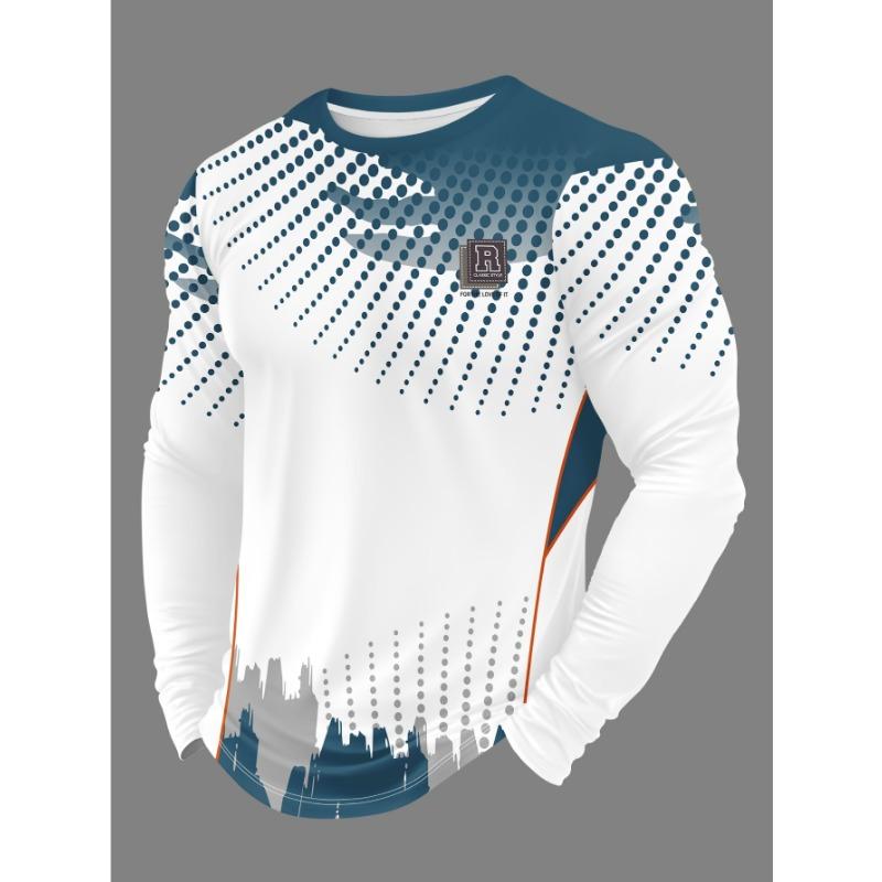 Men's 3D printed long-sleeved T-shirt, breathable and comfortable, suitable for casual sports