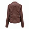 Women Faux Leather Zip Up Bomber Jacket Biker Coat Casual Flight Tops Outwear