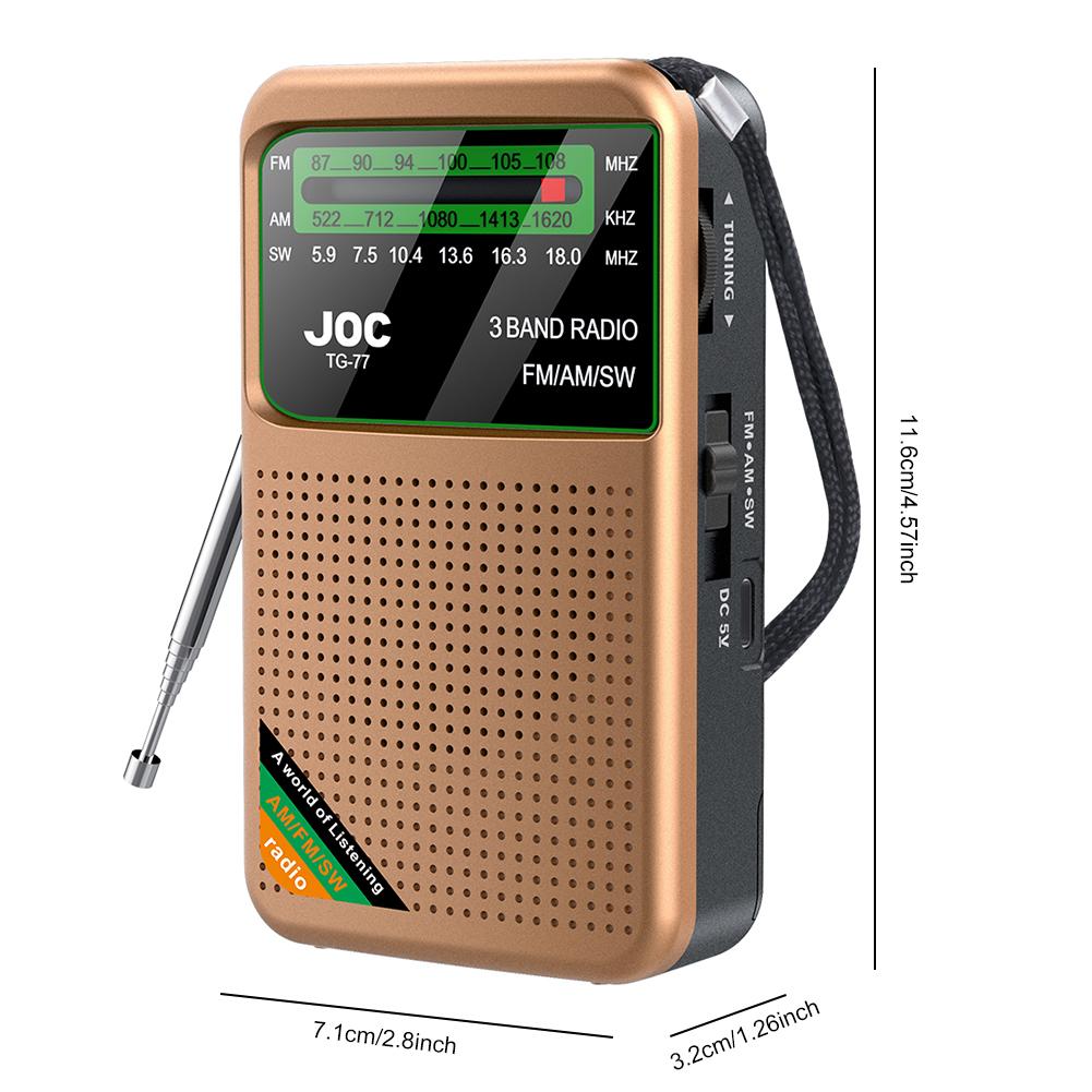 Mini Full Band Radio Auto Search FM AM SW Rechargeable Battery Operated Radio with HD Display Screen Pocket Radios Receiver