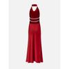 Summer New Satin Halter Dress Women's Sexy V-neck Backless Slim Fit Long Maxi Dress European American Crossbody Women's Clothing