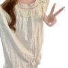 Women's Summer 2026 Cloud Cotton Nightgown with Bra Pads, Lace Trim, Short Sleeves, Long Length