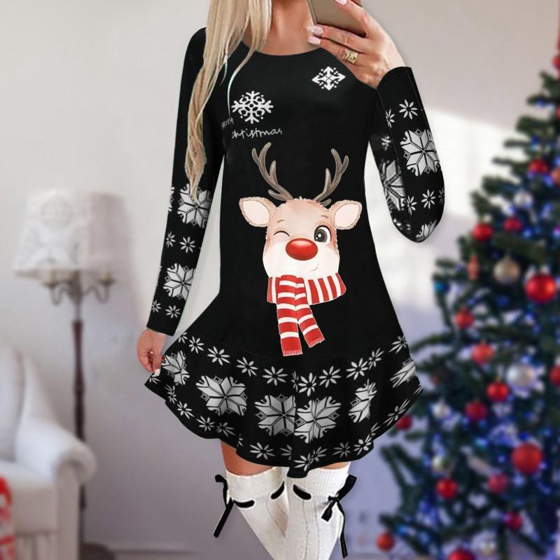 Women's Christmas Printed Dress Base Shirt
