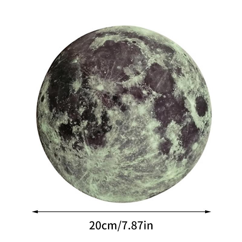 20 cm Dreifarbiger Leuchtender Mond 3D Wandaufkleber für Wohnzimmerdeko Schlafzimmerdekoration Heimaufkleber Leuchtet im Dunkeln Tapete