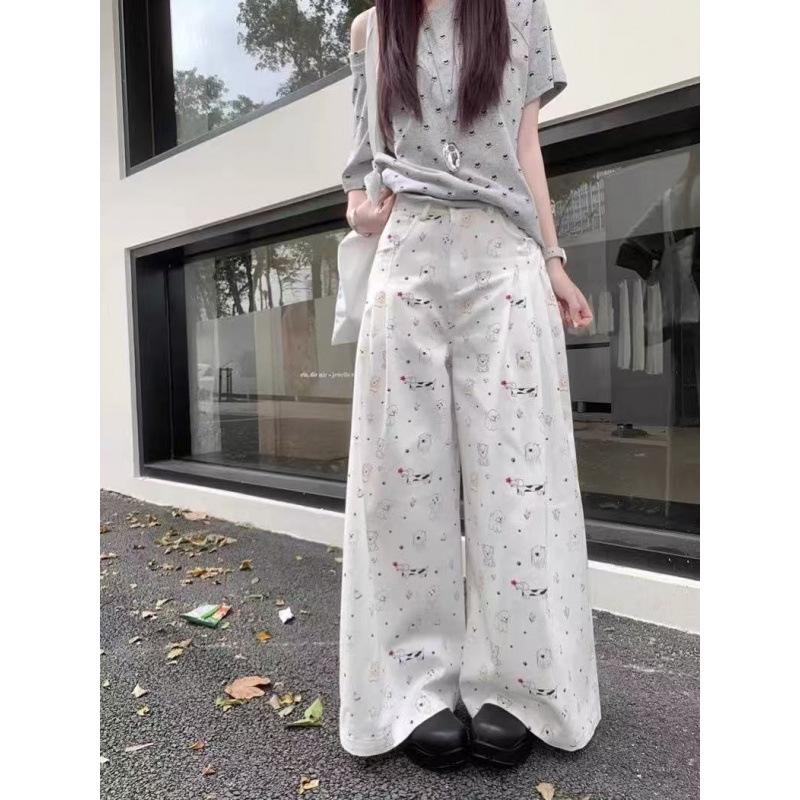 

Tall Women s High-Waisted Animal Print Wide-Leg Pants - Cute, Versatile, Long Casual Wear 2XL