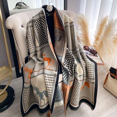 Luxus   Damen Weicher Winter Kaschmir Schal Mode Pferdekopf Warmer Schal Und Wickeltuch Bandana Pashmina Schals