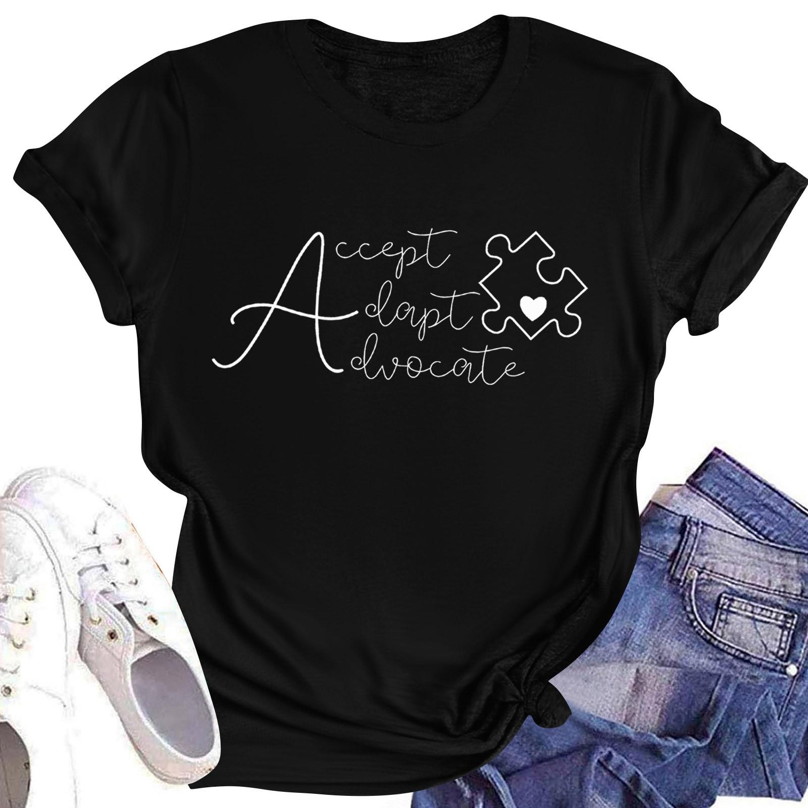 

Женская повседневная футболка с короткими рукавами и круглым вырезом с принтом и буквенным топом L чёрный