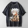 One Piece Acid Washed T-shirt Luffy New World Graphic Unisex Relaxed Fit 100_ Cotton Punk Anime Streetwear Statement Print Tees