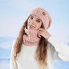 Winter Hat Scarf Set Women's Outdoor Velvet Warm Knitted Hat Ear Protection Head Wool Hat
