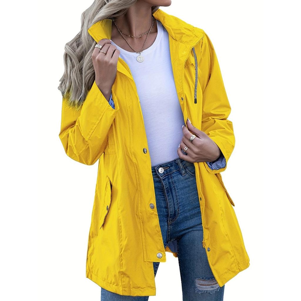 Women's Waterproof Slim Fit Trench Coat Windproof Outdoor Jacket