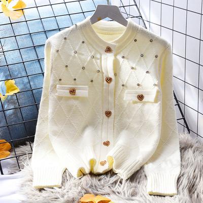 Voňavý krátký svetr Cardigan Kabát Dámské Volné Outwear Jarní Japonský miláček Kulatý výstřih Pletený Cardigan Svetr Žena