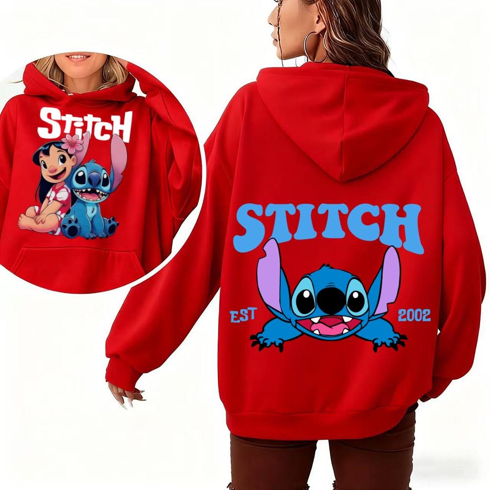 Stitch Women's Hoodie Sweatshirt Autumn Winter Warm Pullover Cute Cartoon Print Fashion Streetwear Outdoor Activities