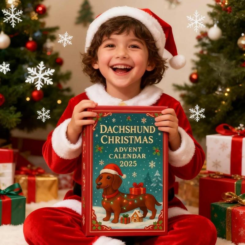 Dachshund Christmas Advent Calendar 2025, 24 Days Christmas Countdown Calendar, 2D Acrylic Cute Dachshund Holiday Tree Décor, for Dog Lovers