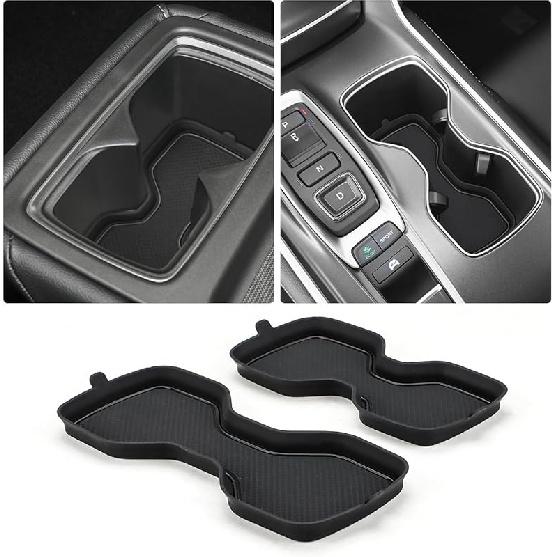 Auovo Cup Holder Erts Coaster Compatible With Honda Accord 2018     Silicone Cup Mat Pad Car Interior Decoration (2-Pcs Kit, Black)