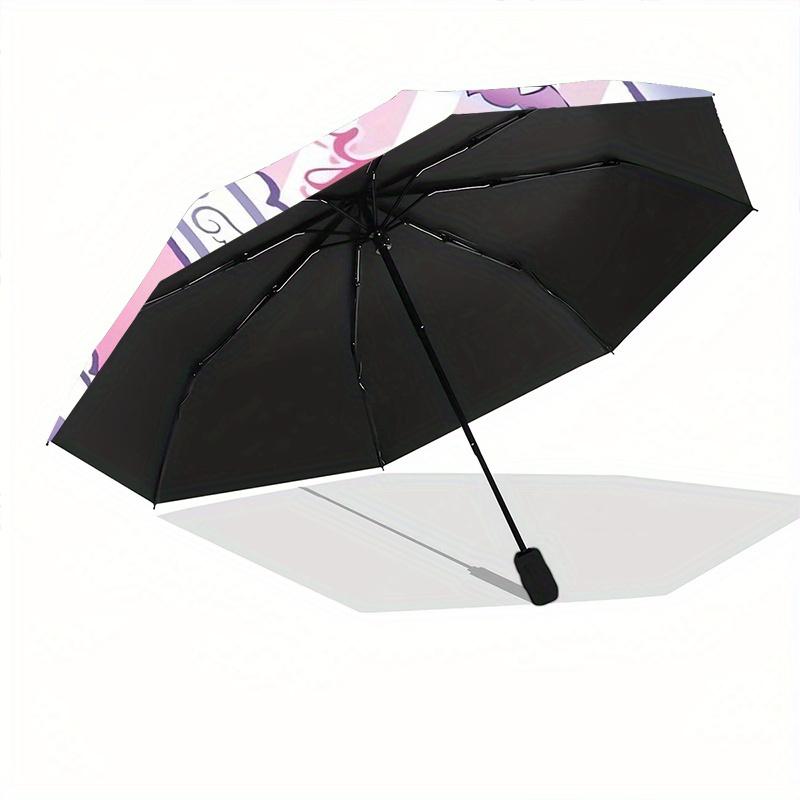 My Melody & Kuromi Sanrio Cartoon Cartoon Umbrella, Portable 3-Fold Compact Umbrella, Suitable for Camping, Hiking and Travel, Ideal Easter Birthday G