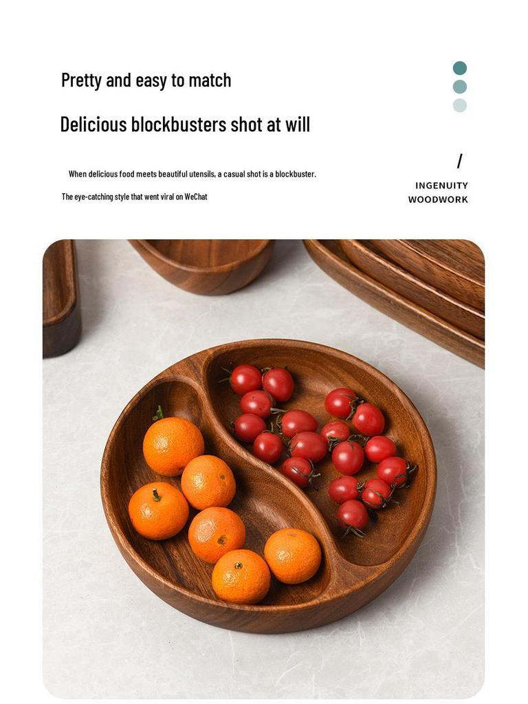 Walnut Wood Fruit Bowl - Solid Wood Snack and Salad Plate