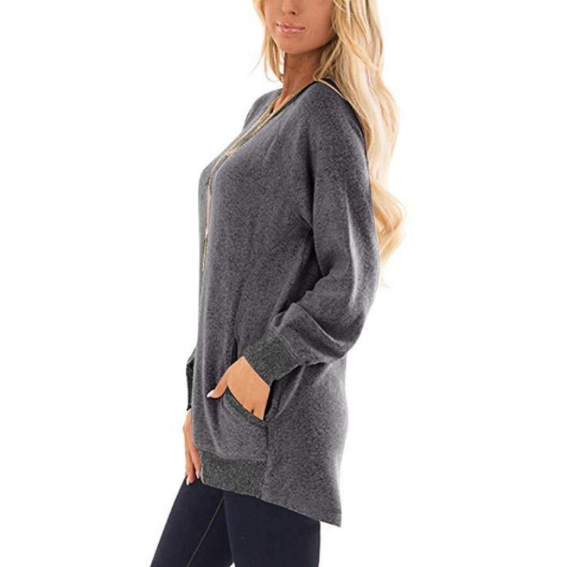 YYFS Women's Fashion Casual Spring Fall Colour Block Print Long Sleeve O-Neck Blouses & Shirts