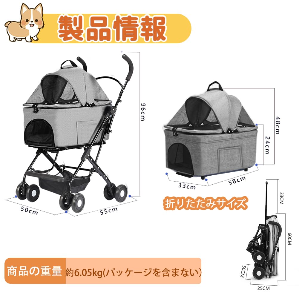 Athvcht Pet Separate with Rotating Front Dog Easy To Assemble Easy To Store Dog Large Heavy Load For Small Medium Convenient for Going Walking Cart,