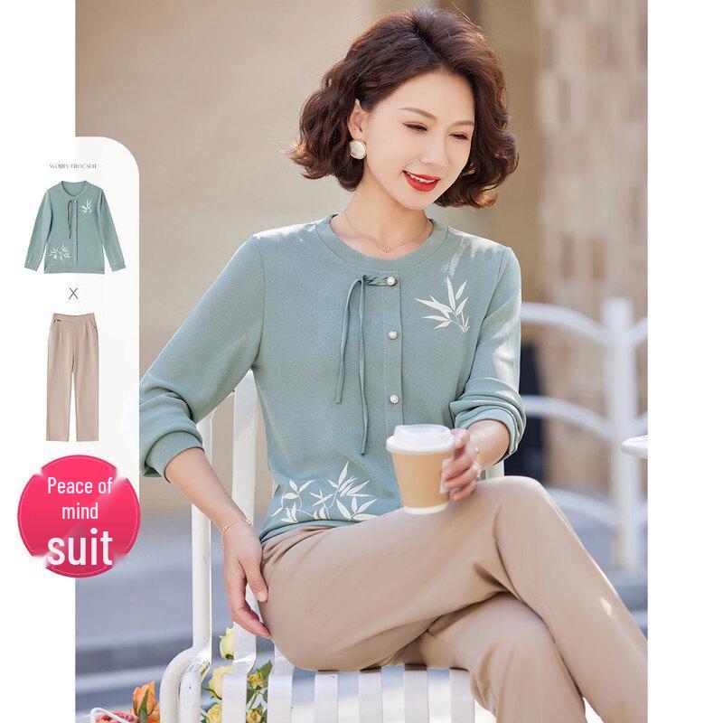 

Пастер Набор топ и брюки в новом китайском стиле с дисковыми пуговицами 4XL