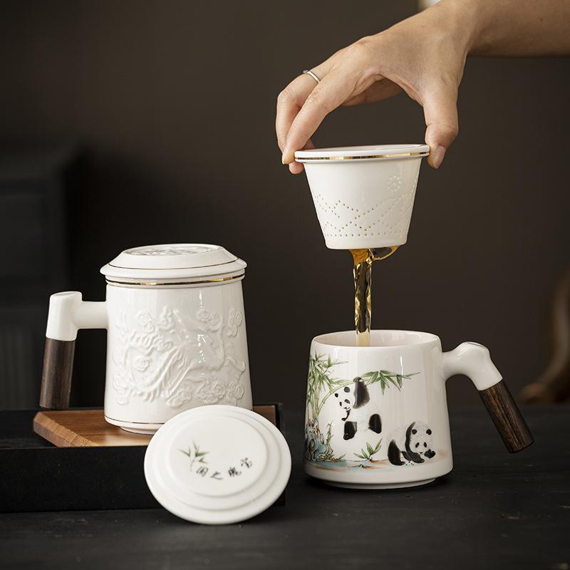 Creativity Guochao Panda Ceramic Cup Office Cup Gift Box Business Company Festival merchandise gift souvenir