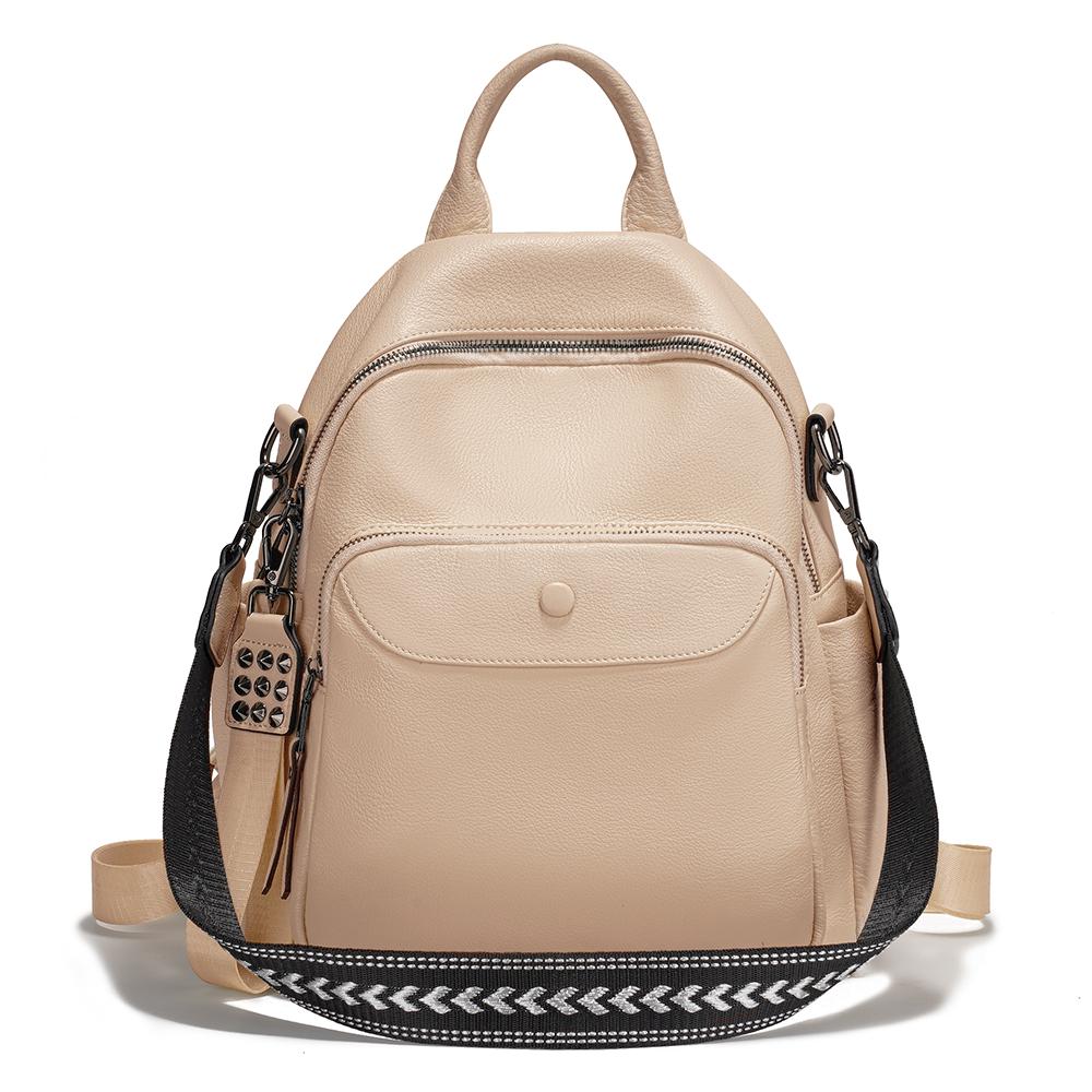 

Zency Genuine Leather Women s Backpack Multi-pocket Shoulder Bag абрикосовий